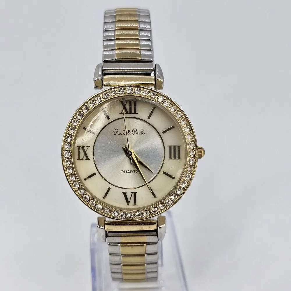 36MM Women's Watch Gold Dial Two Tone Expandable Band 7